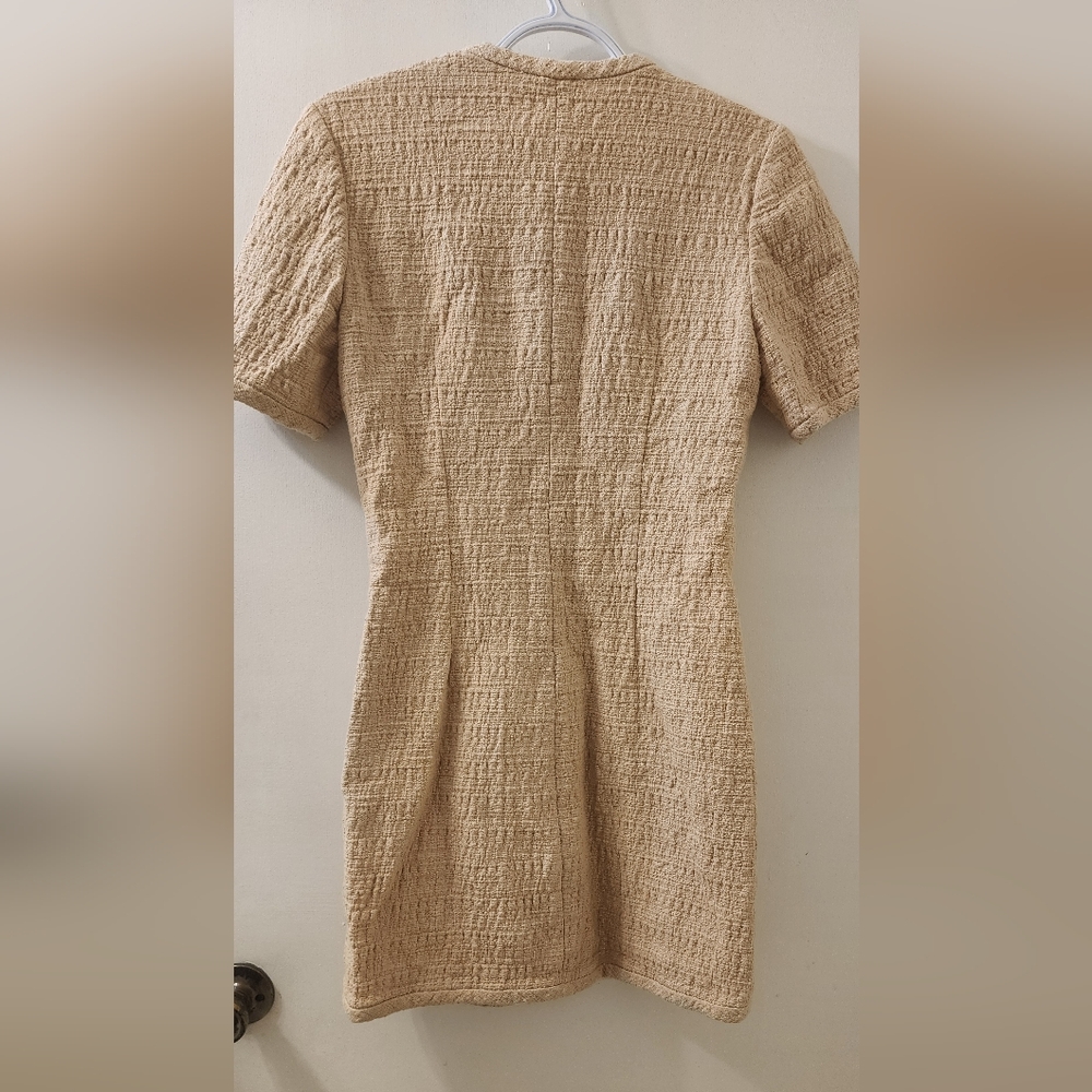 Sandro Paris Women's Tweed Tan Textured Short Sleeve Dress, Size 36. - Picture 7 of 7